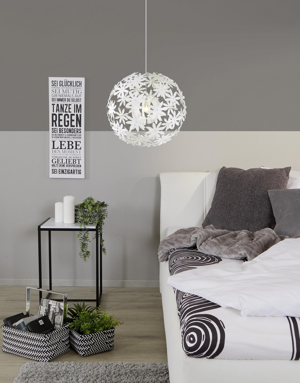 Hängeleuchte Stella H: 150 cm 1-Flammig, Blumen - Weiß, Basics, Kunststoff (60/150cm) - Globo