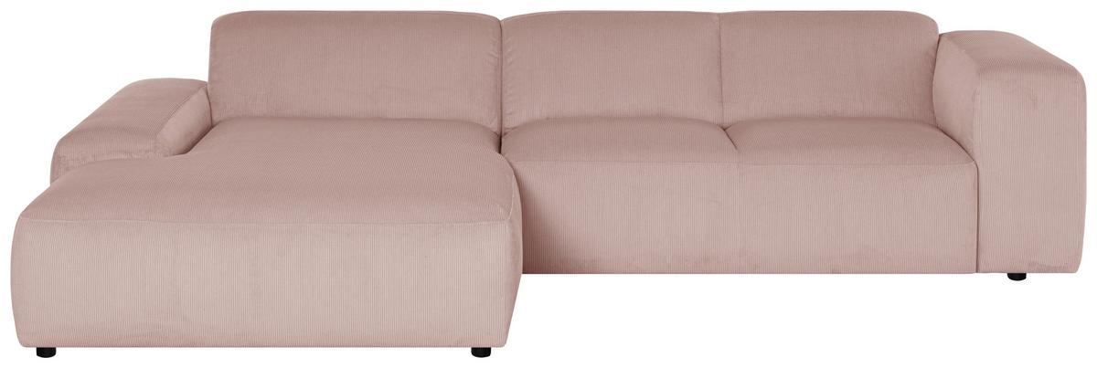 Ecksofa Hannah Rosa 200x304 cm - Schwarz/Rosa, Design, Textil (200/304cm) - MID.YOU