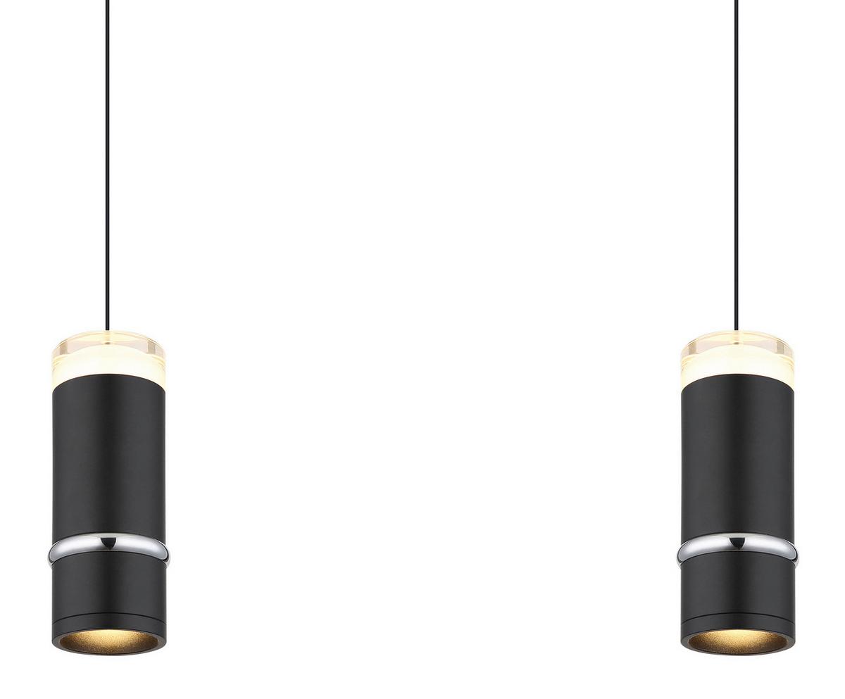 LED-Hängeleuchte Alvarado Schwarz L: 73 cm - Schwarz, Design, Kunststoff/Metall (73/6,5/180cm) - Globo