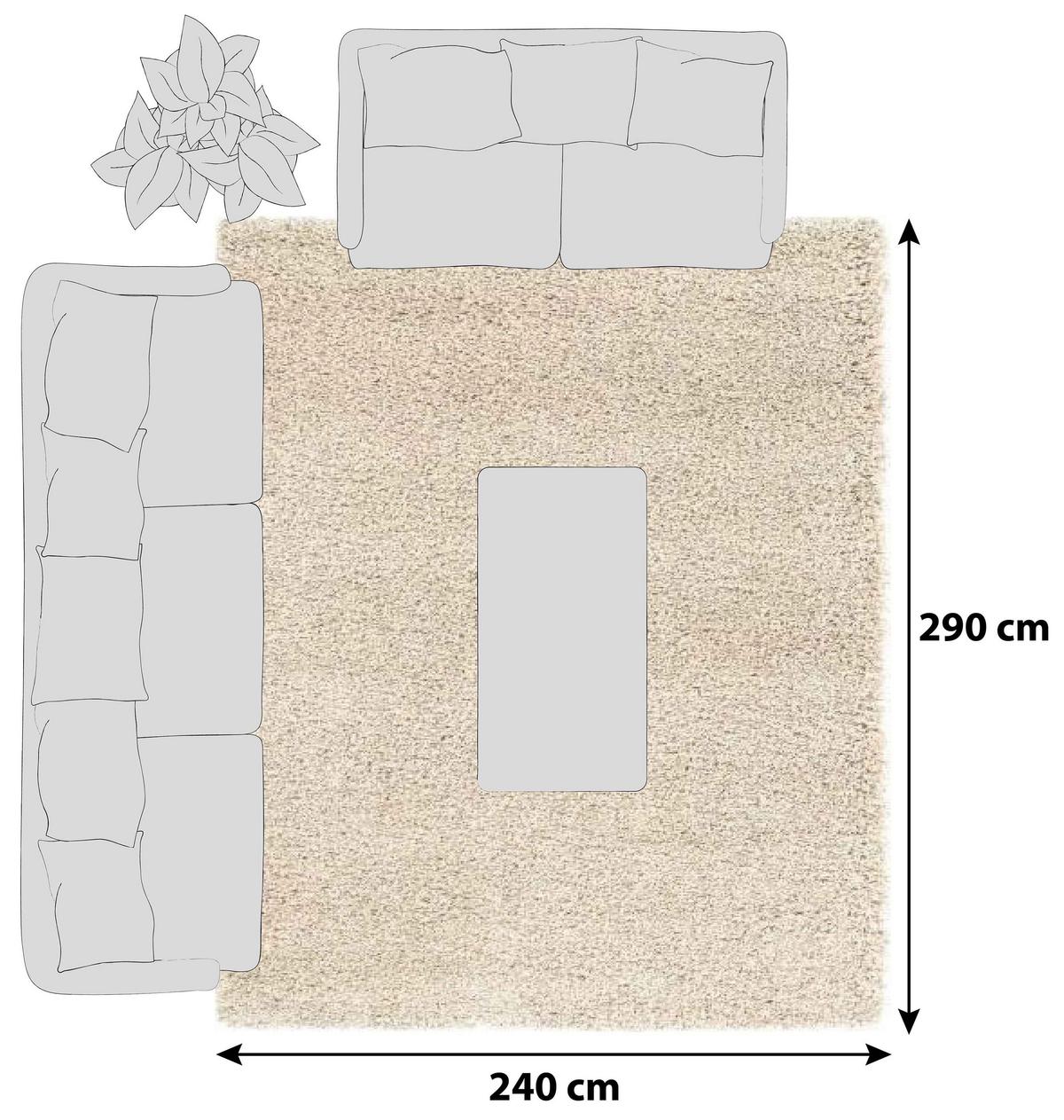 Hochflorteppich Fashion Shaggy - Beige, Basics, Textil (240/290cm) - Novel