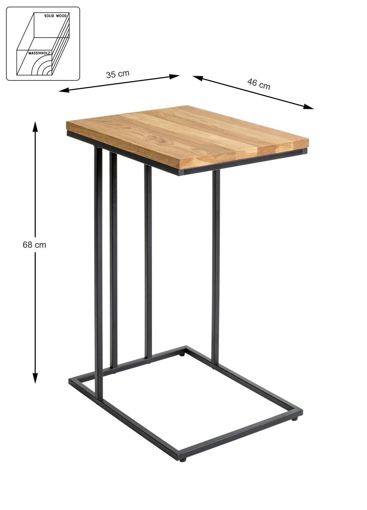 Beistelltisch Rubi 2 Eiche, B: 35 Cm - Eichefarben/Schwarz, Trend, Holz/Metall (35/68/46cm)
