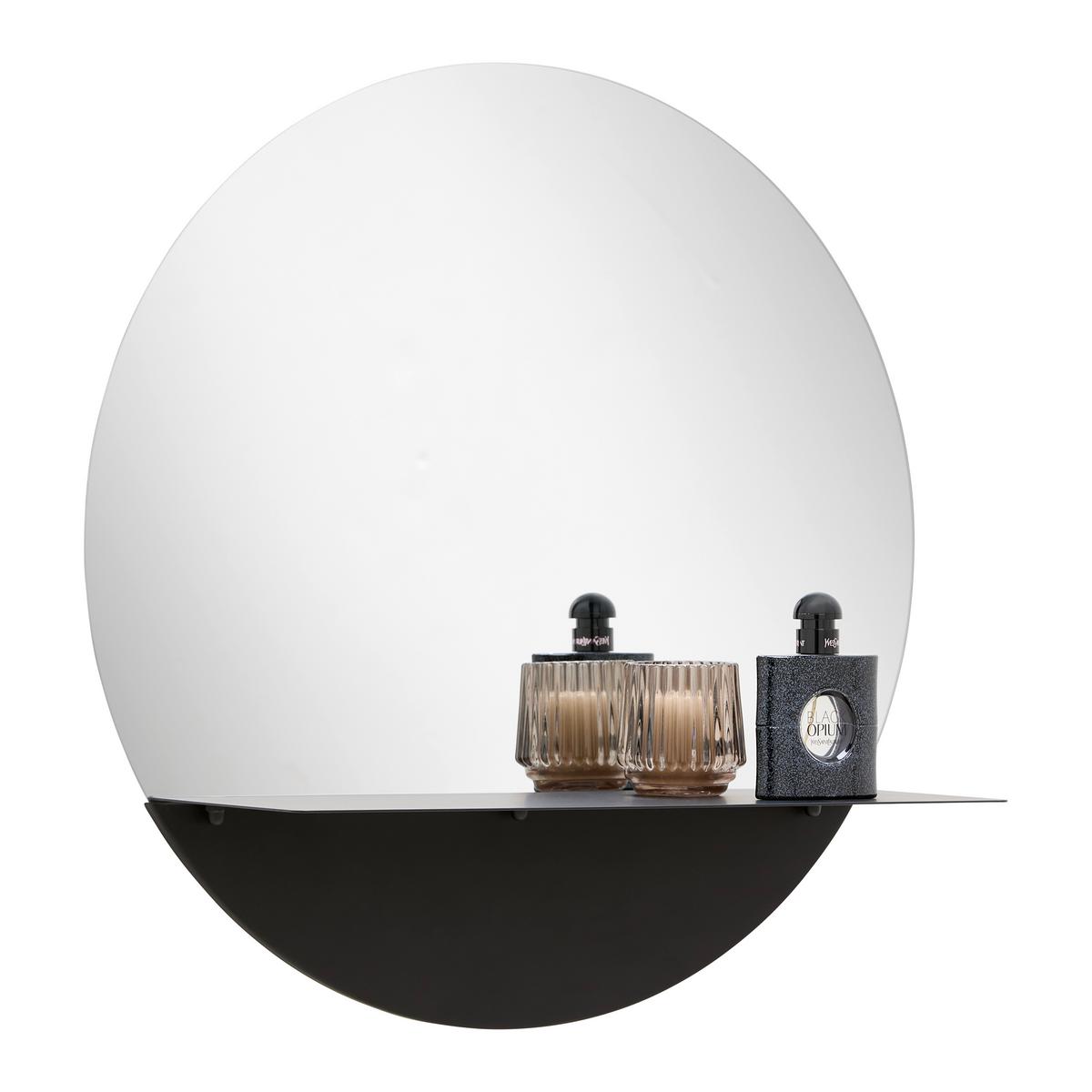 Nástenné zrkadlo Maren Ø ca. 50cm vr.police - čierna, Modern, kov/sklo (50cm) - Mömax