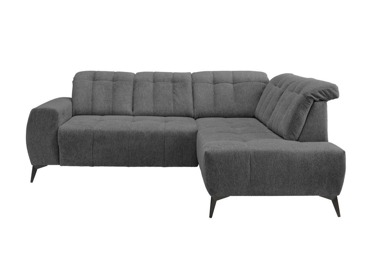 Ecksofa mit USB Anschluss Sano, Anthrazit, S: 261x200 cm - Anthrazit/Schwarz, MODERN, Textil (261/200cm) - Livetastic