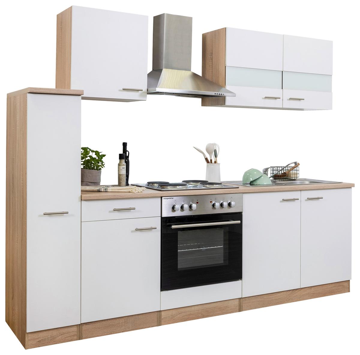 Küchenblock Merle Küchenblock 240 Cm - Eichefarben/Weiß, Basics, Holzwerkstoff (240cm) - Respekta