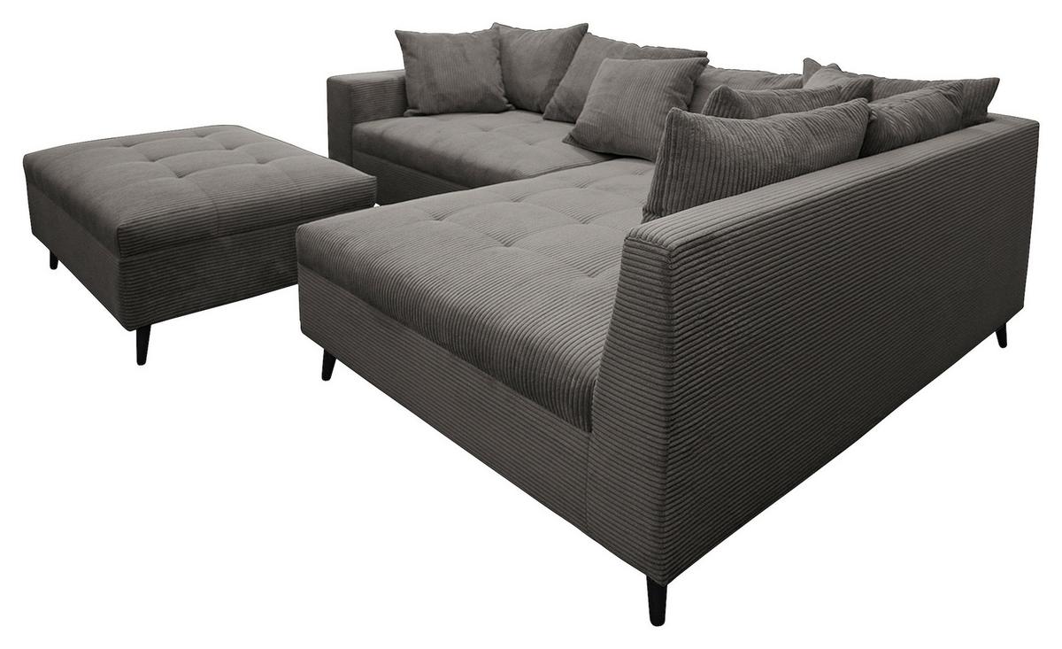 Ecksofa Pruno, Grau S: 247x174 Cm - Schwarz/Grau, Design, Textil (247/174cm) - MID.YOU