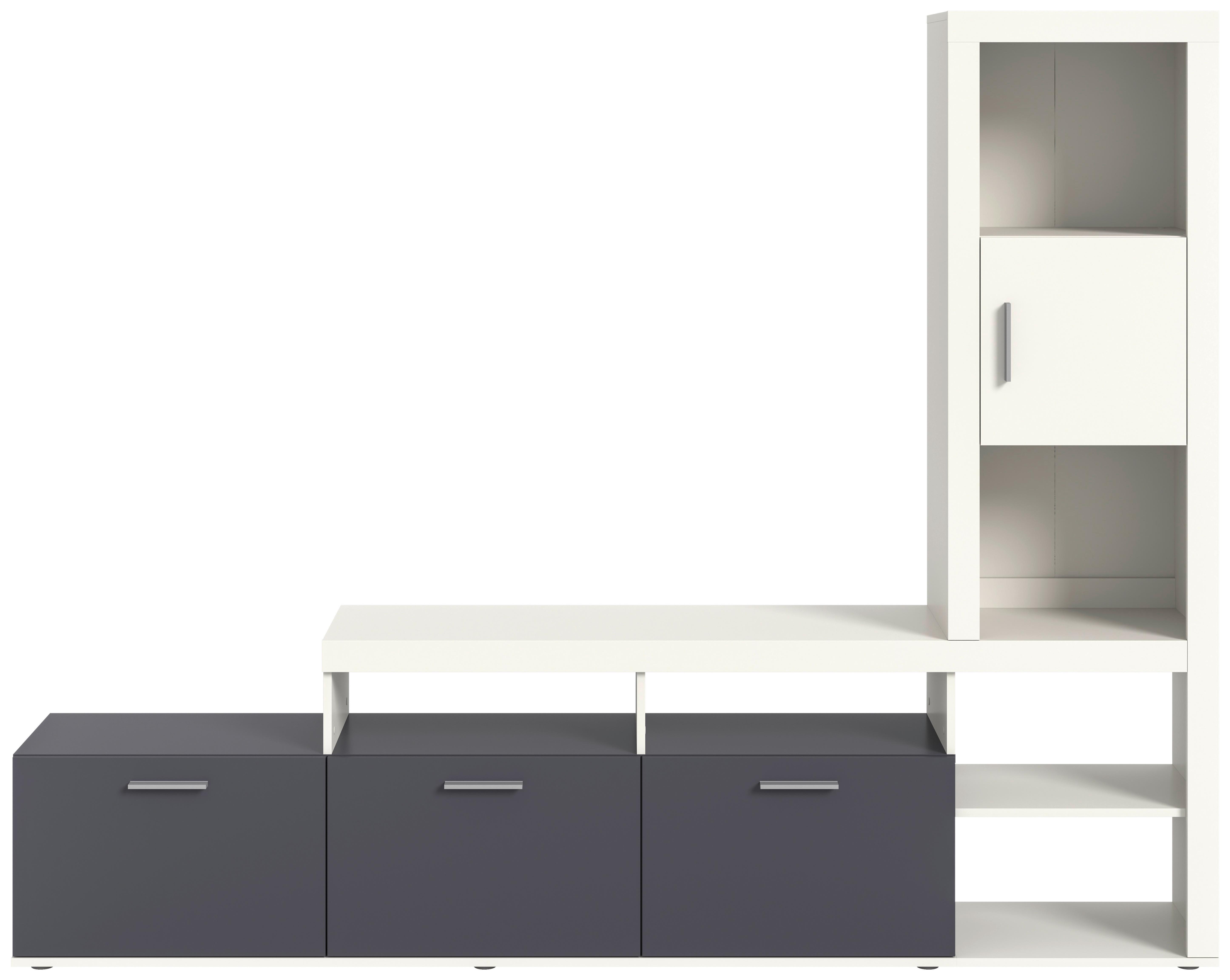 Obývacia stena JACKY - biela/antracitová, Modern, kompozitné drevo/plast (230/184/37cm) - Mömax