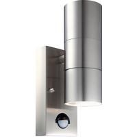 Außenleuchte Mit Bewegungs- Melder Für 1x 5 W - Klar/Edelstahlfarben, Basics, Glas/Metall (7/21,5cm) - Globo