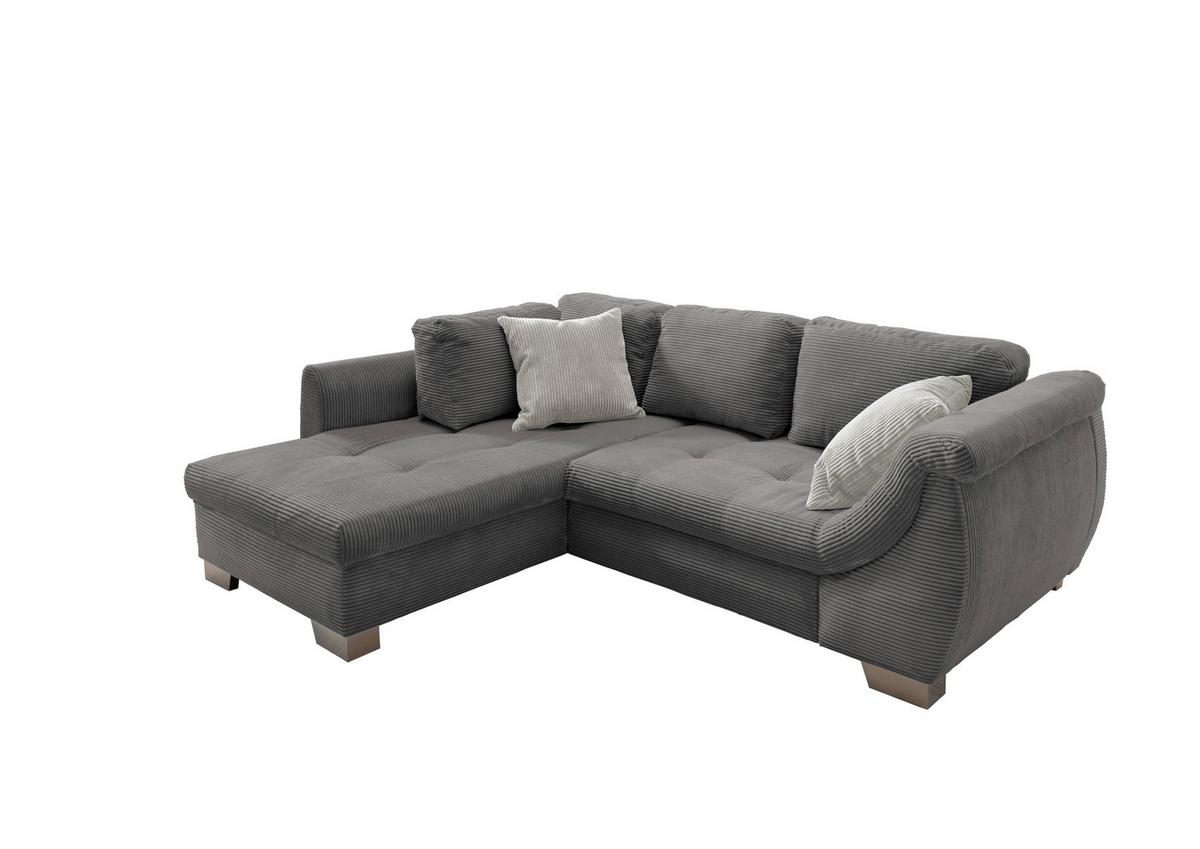 Ecksofa mit Schlaffunktion Flora Grau Cord - Silberfarben/Grau, Design, Textil (190/250cm) - MID.YOU