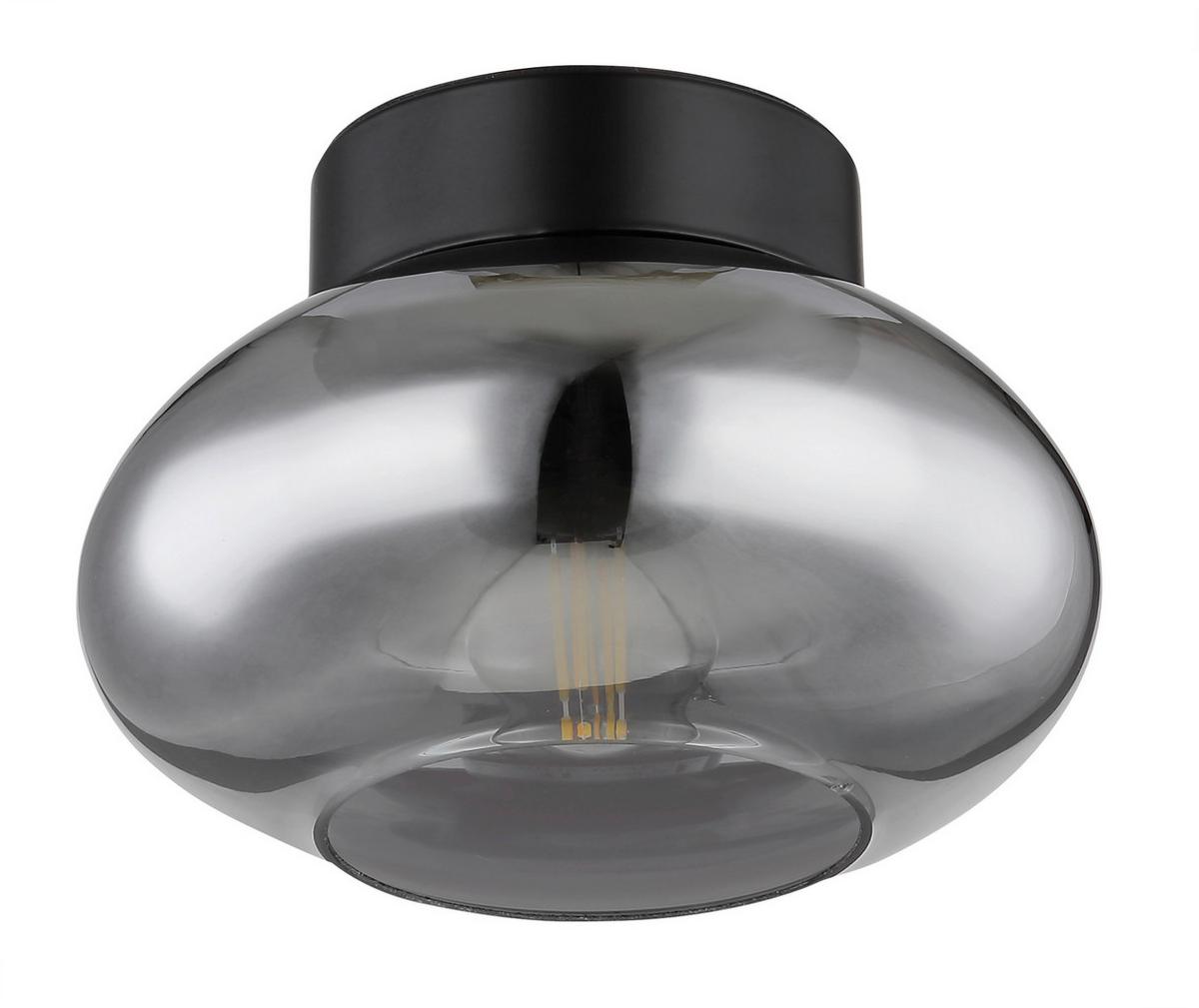 Deckenleuchte Ø 18 Cm 1-Flammig Mit Rauchglas - Schwarz, Design, Glas/Metall (18/13cm) - Globo