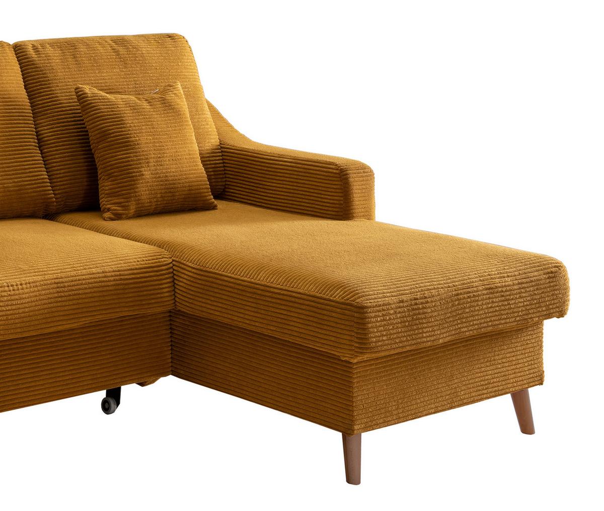 Ecksofa Valentina ca. 228x150 cm Gold Cord - Goldfarben/Naturfarben, Design, Textil (228/150cm) - P & B