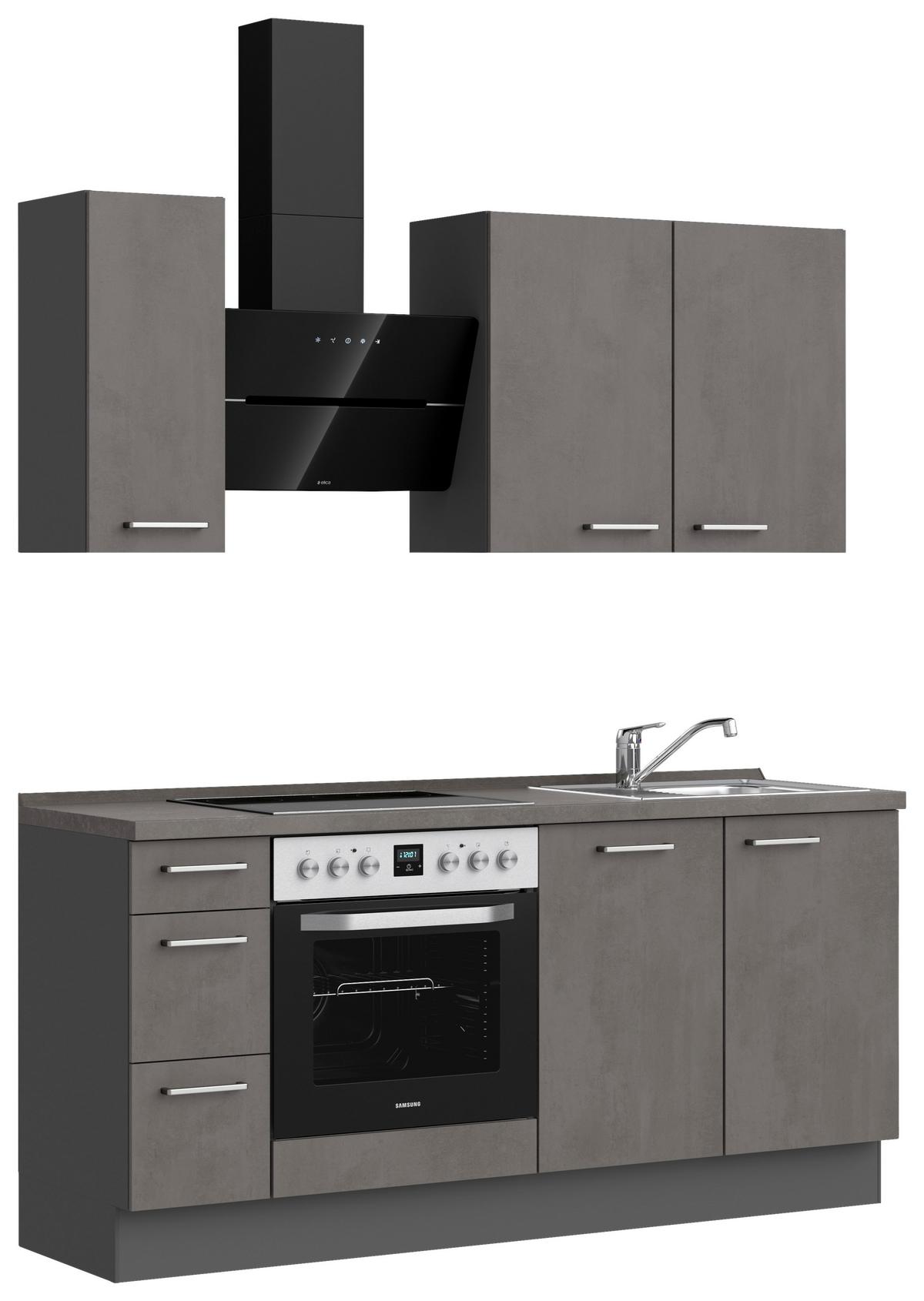 KUCHYNSKÝ BLOK BEZ SPOTREBIČO RIVA HIGH-LINE, H1 LINKS - farba ušľachtilej ocele/bridlicová, Modern, kov/kompozitné drevo (180cm) - Nobilia