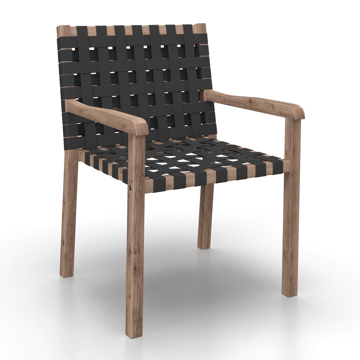 SADA ZAHRADNÍCH KŘESEL LAURIA - černá/barvy akácie, Moderní, dřevo/textil (61/84/59cm) - Bessagi Garden