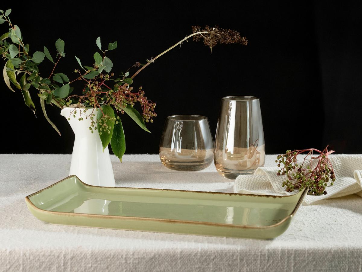 SERVIERPLATTEN-SET 33014 NATURE COLLECTION - Grün, Trend, Keramik (16,5/33cm) - Creatable