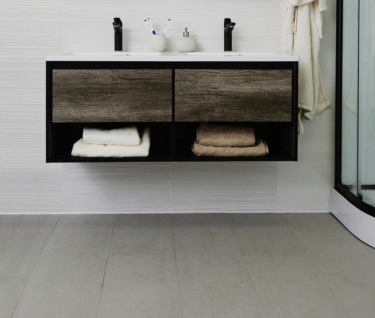 Skřínka s umývadlem Soho š: 120 cm tmavěšedá - bílá/tmavě šedá, Basics, kompozitní dřevo/kámen (120/50/46cm) - Sanotechnik