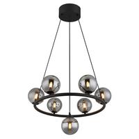 Led-hängeleuchte 56133-5h Riha - Transparent/Schwarz, Design, Glas/Kunststoff (60/120cm) - Globo