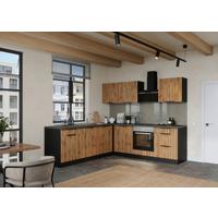 Eckküche Liverpool Graphit/ Eiche Dekor S: 240x240 Cm - Schieferfarben/Eiche Wotan, Basics, Holzwerkstoff (240/240cm) - Held