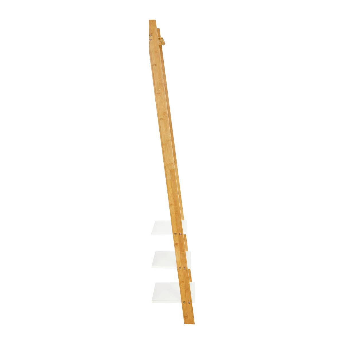 Regál z bambusu Mirela - bílá/přírodní barvy, Moderní, kompozitní dřevo/přírodní materiály (43/175/25cm) - Bessagi Home