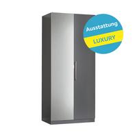 Drehtürenschrank Mit Spiegel 91,1cm Unit Anthrazit - Anthrazit, MODERN, Holzwerkstoff (91,1/210/58,3cm) - Ondega