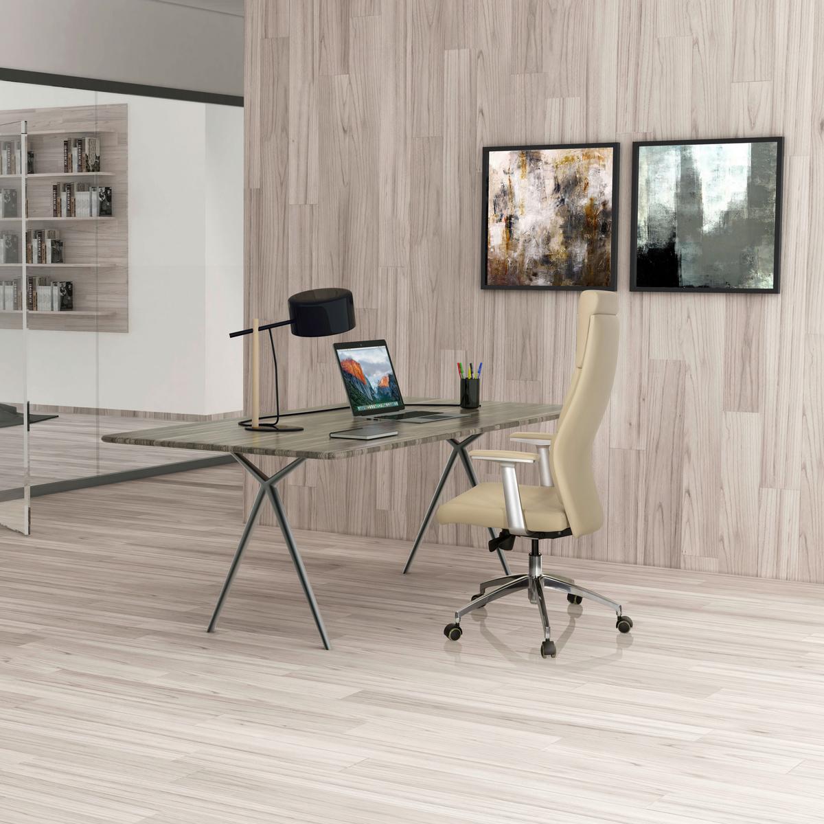 Chefsessel Monza 20 Beige - Beige/Silberfarben, MODERN, Leder/Kunststoff (60/131/52cm) - MID.YOU