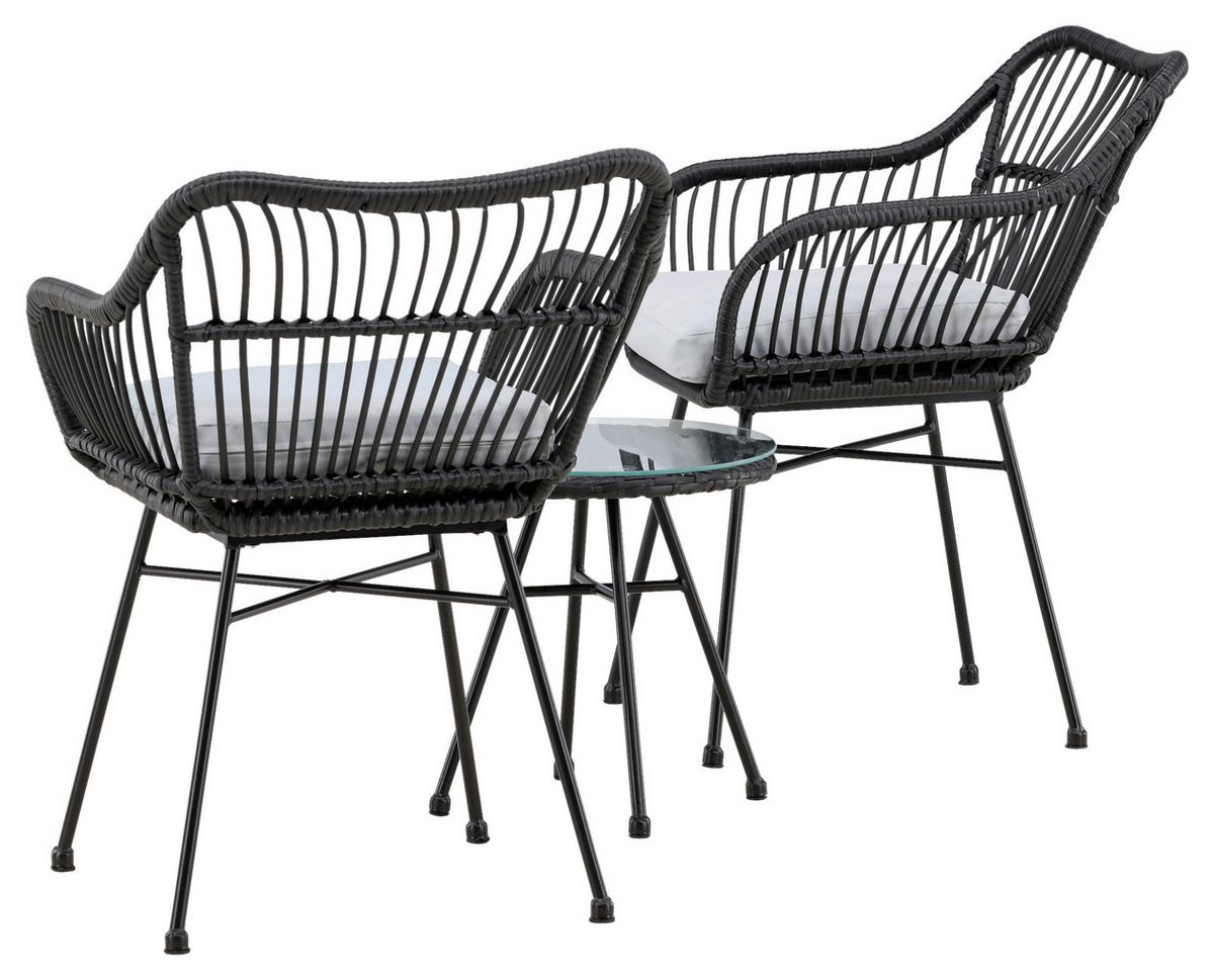 Balkonset Viga - Schwarz, KONVENTIONELL, Kunststoff/Metall - Gardenson