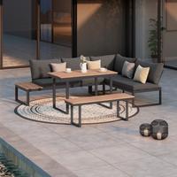 Loungegarnitur Bern Metall/kunststoff Mit Kissen - Dunkelgrau/Anthrazit, MODERN, Kunststoff/Textil (254/184cm) - Beldano