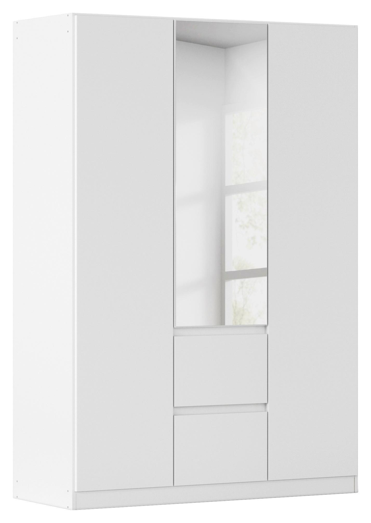 Drehtürenschrank 135cm Nidda Weiß/Silberfarben
