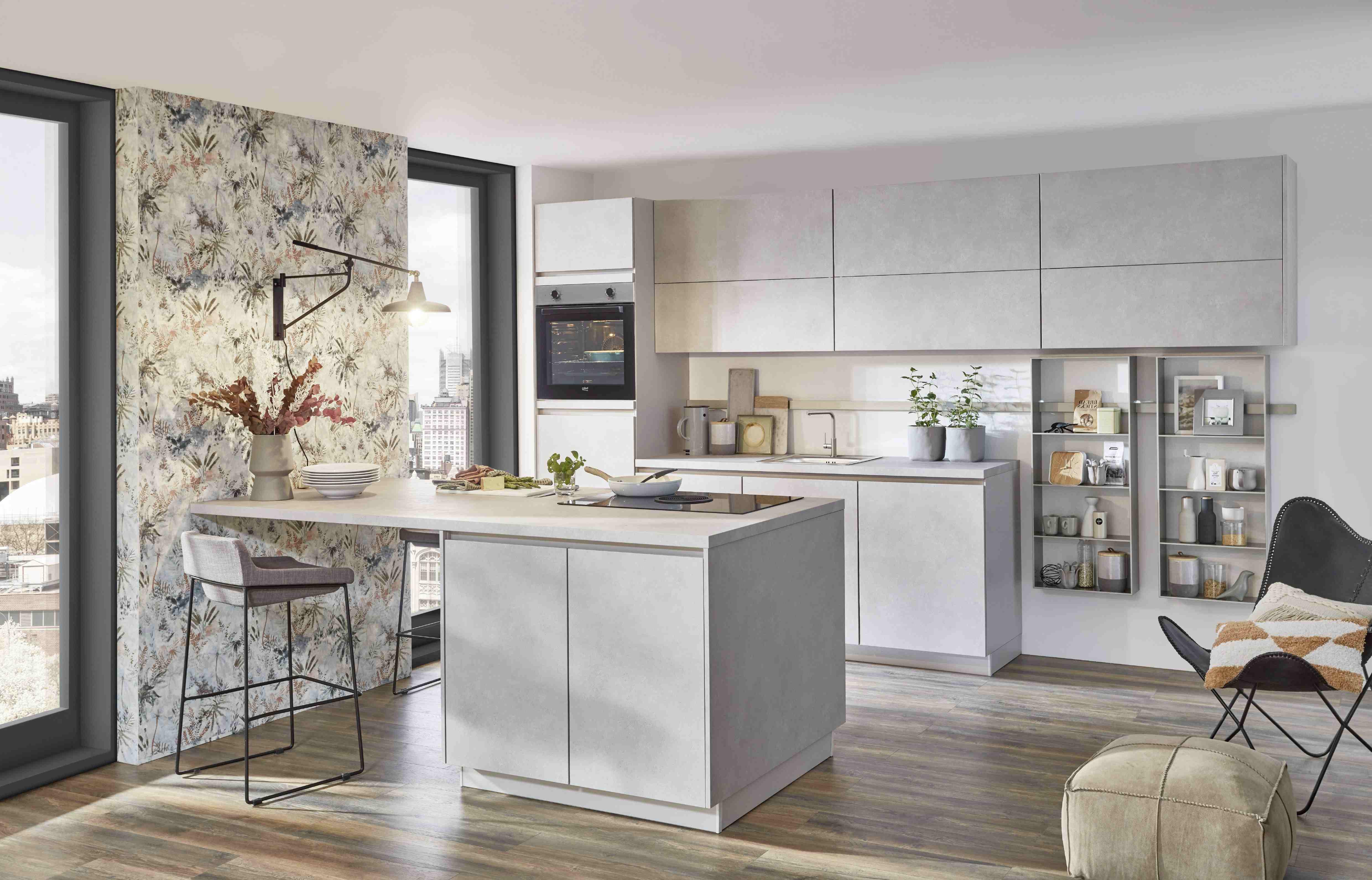 Einbauküche Beton Sand Nb. Planbar In Beton Sand Nb. - Sandfarben, MODERN, Holzwerkstoff - Vertico