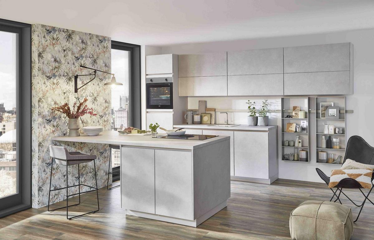 Einbauküche Beton Sand Nb. Planbar In Beton Sand Nb. - Sandfarben, MODERN, Holzwerkstoff - Vertico