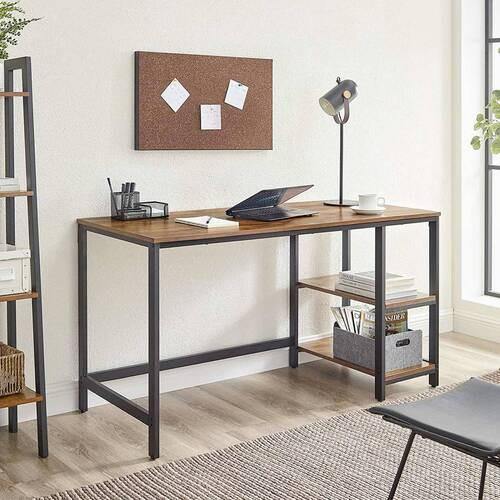 Písací stôl IRON - hnedá/čierna, Basics, kov/kompozitné drevo (140/60/75cm) - Boxxx
