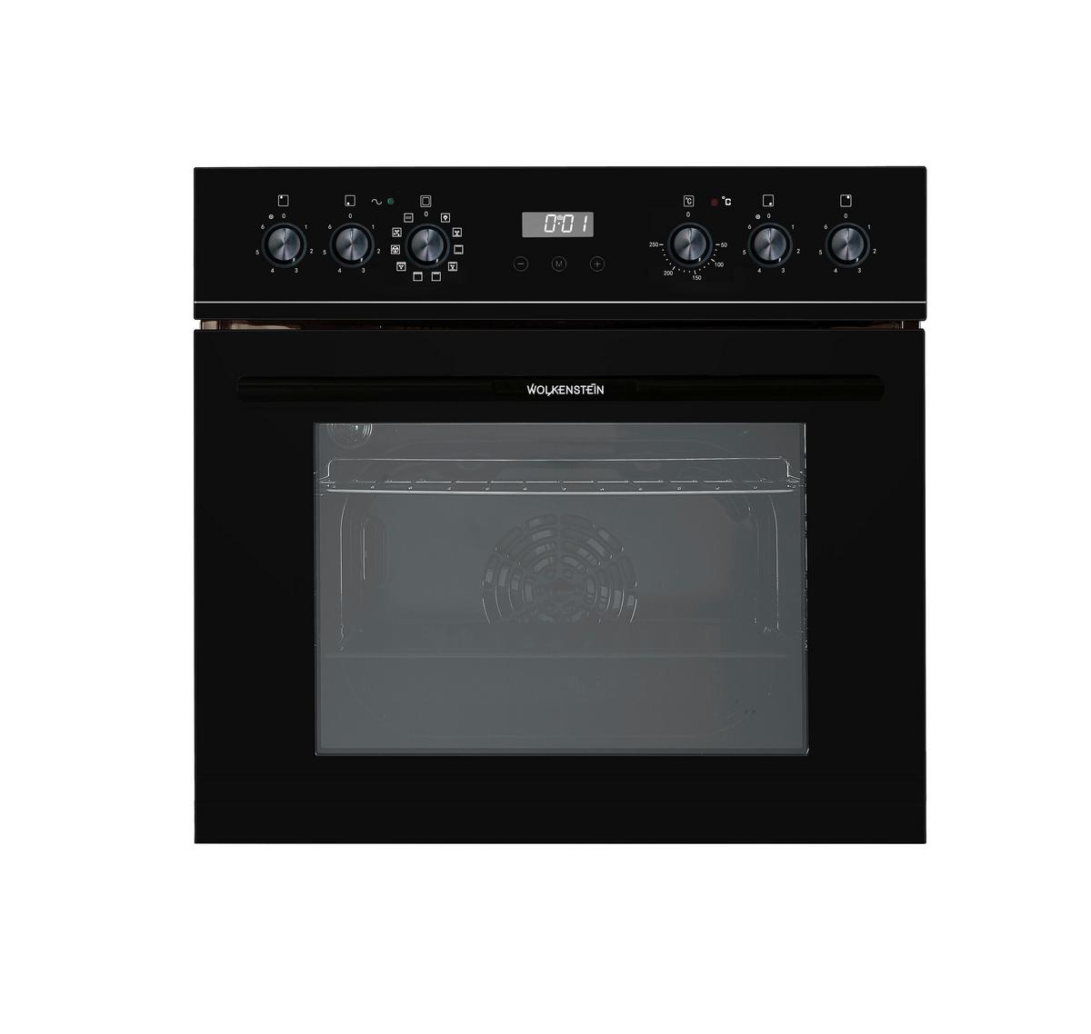 Herdset Wmoc 100 Schwarz B: 59,5 Cm - Schwarz, KONVENTIONELL, Glas/Metall (59,5/59,5/55cm) - Wolkenstein