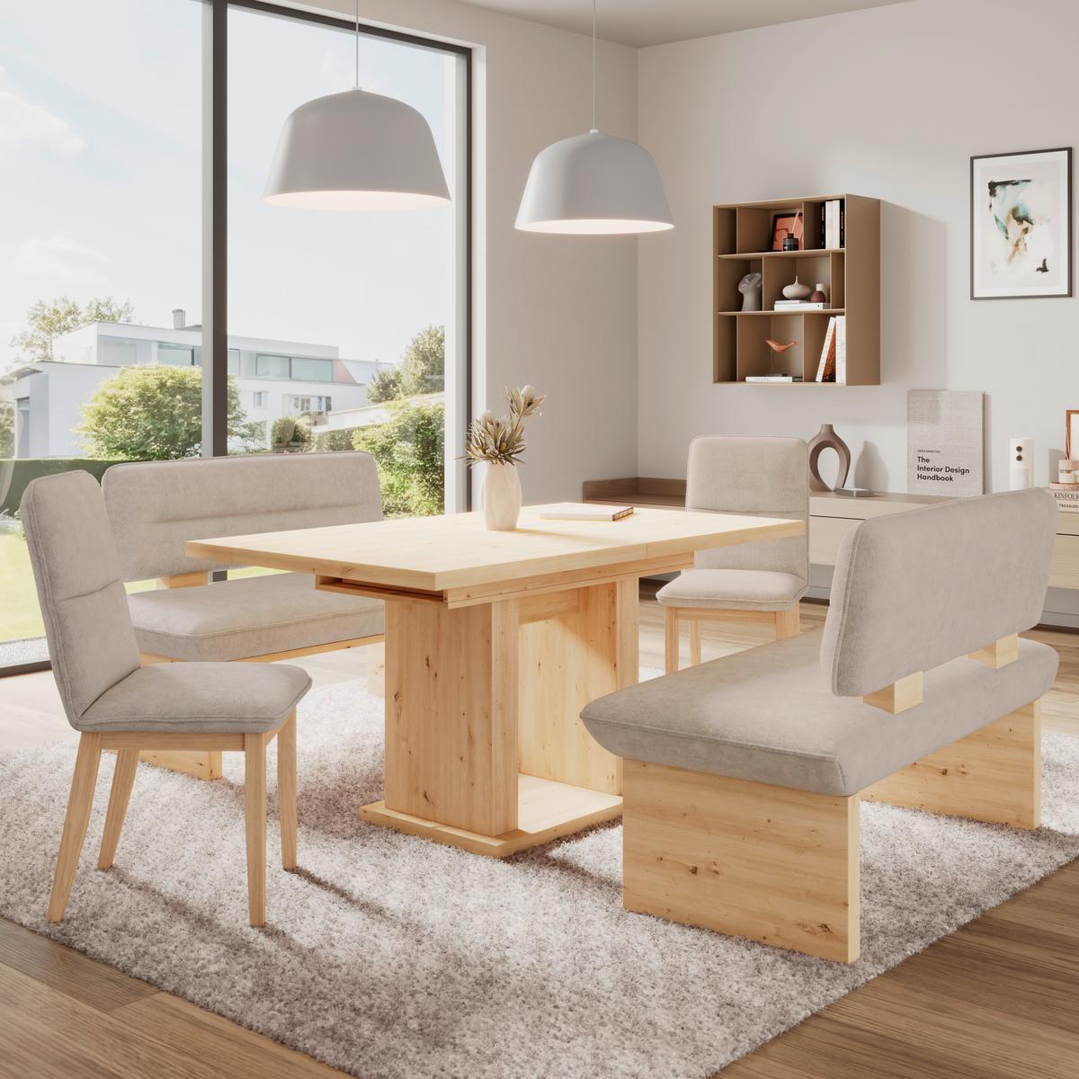 SITZBANK BELUNA II - Eichefarben/Beige, KONVENTIONELL, Holzwerkstoff/Textil (120/87/67cm) - James Wood