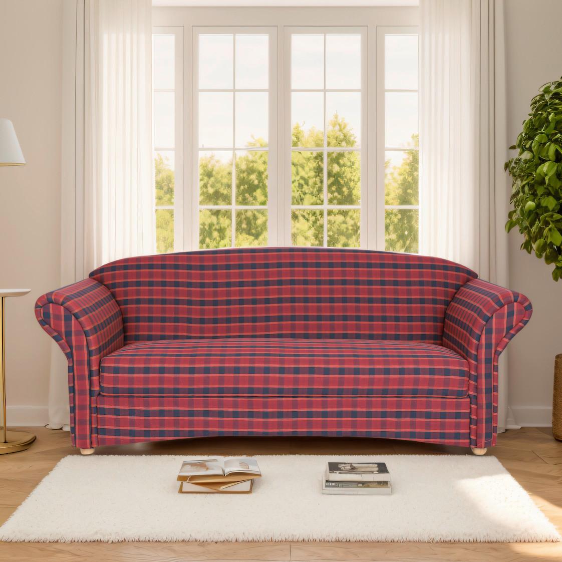 3-Sitzer Loretta ca. 204x83x85 cm, Rot, kariert - Bordeaux, Basics, Holz/Textil (204cm)