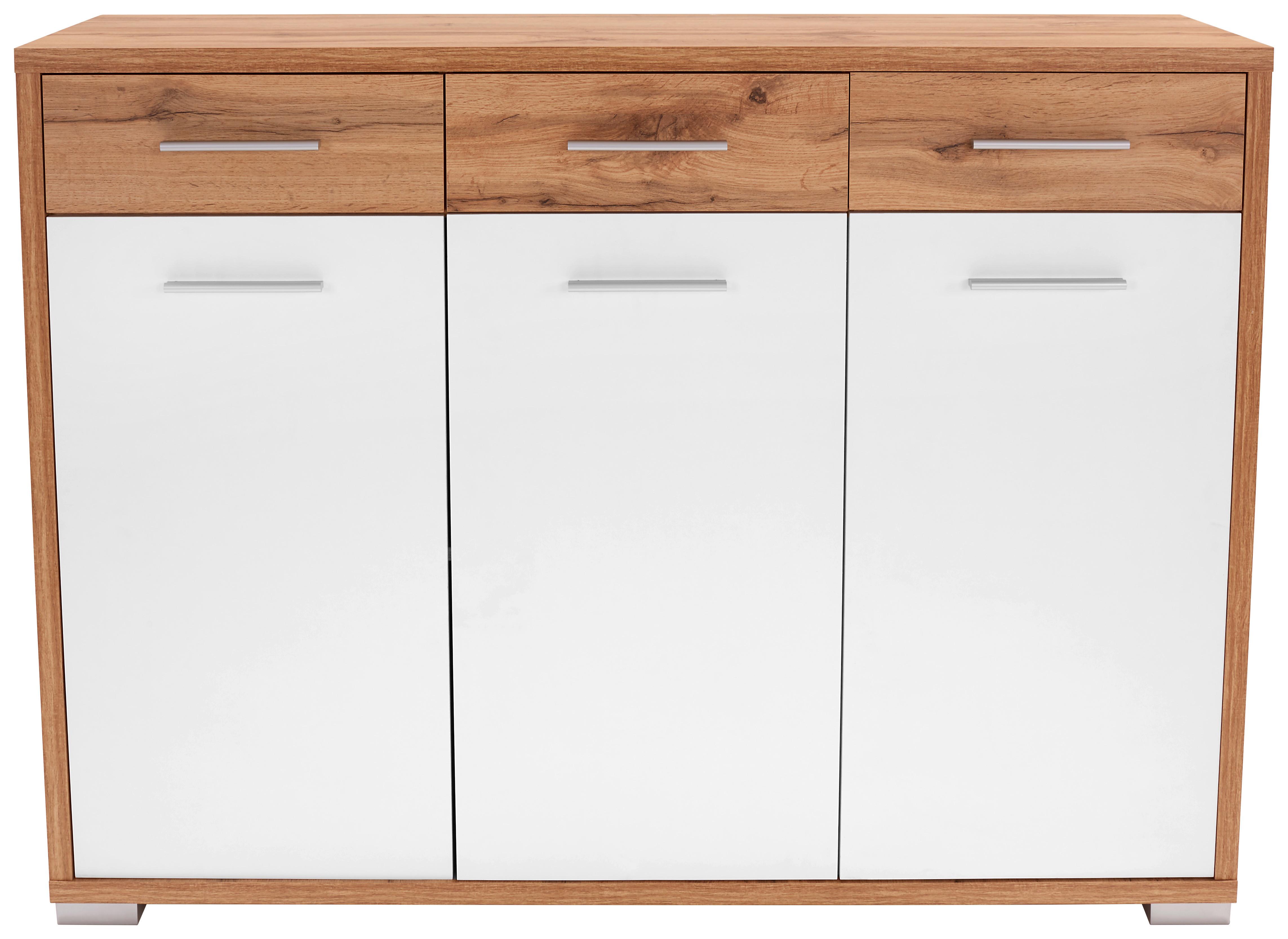 KOMODA Q-BIG QBK01 - bílá/barvy dubu, Moderní, dřevo (144/105/44cm)