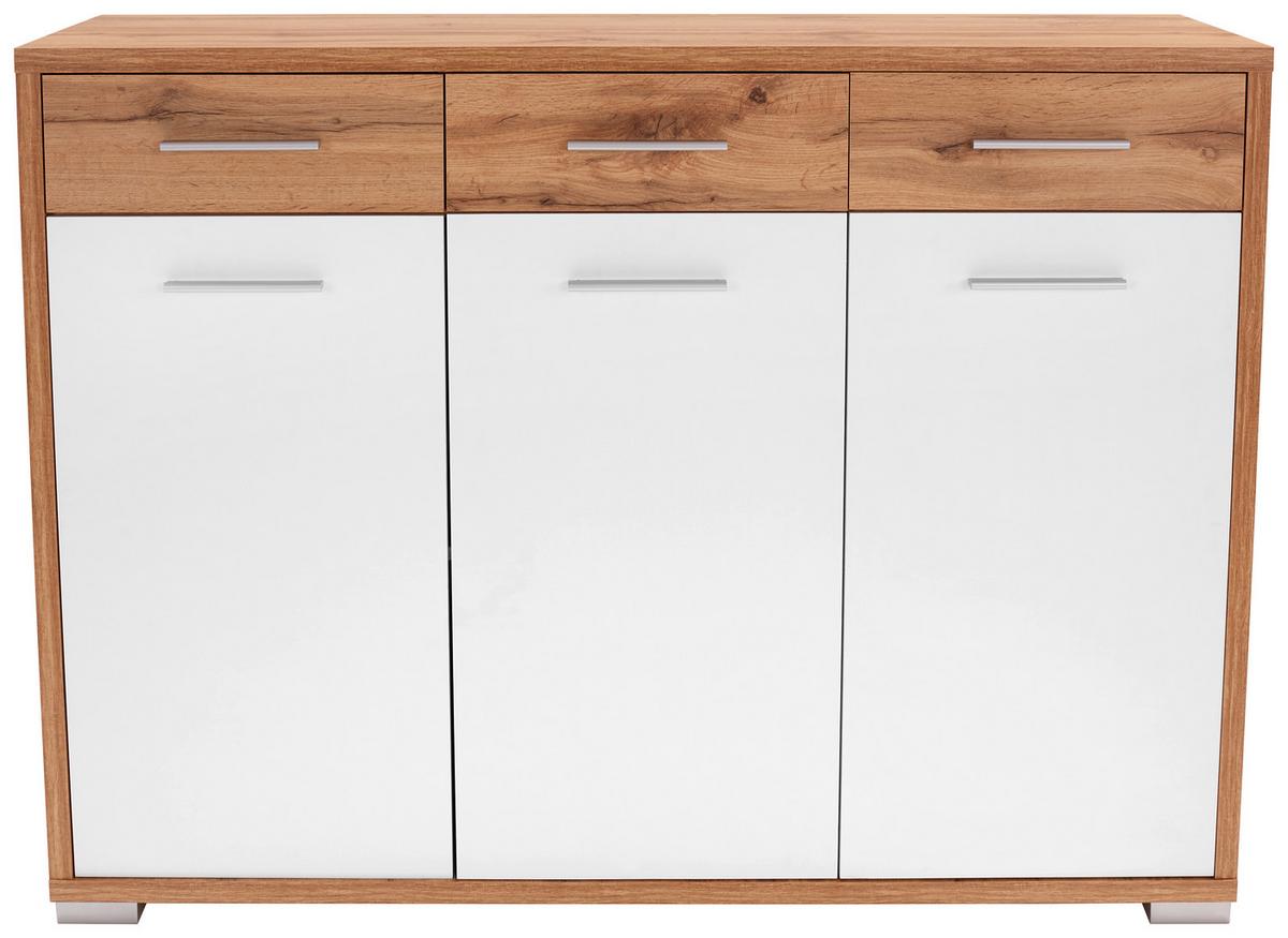 KOMODA Q-BIG QBK01 - bílá/barvy dubu, Moderní, dřevo (144/105/44cm)