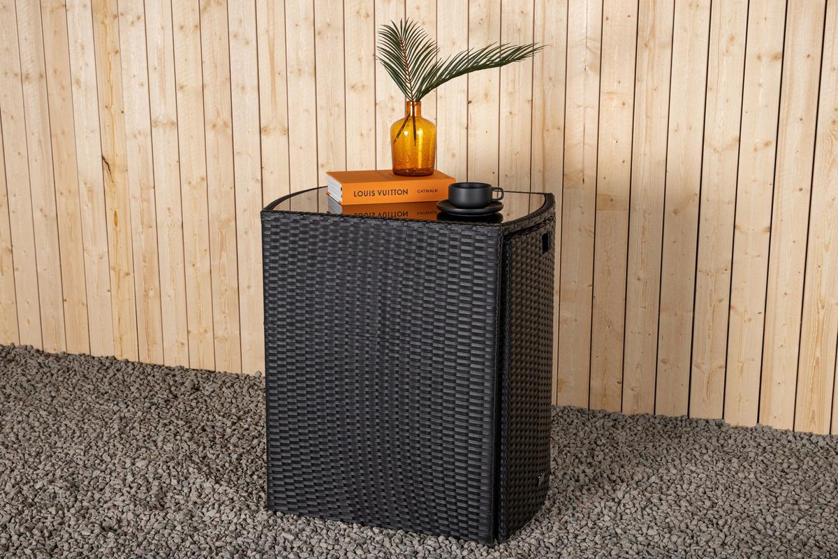 Balkonmöbel Set Savanna Metall/kunststoff Mit Kissen - Schwarz/Grau, KONVENTIONELL, Kunststoff/Textil - Gardenson