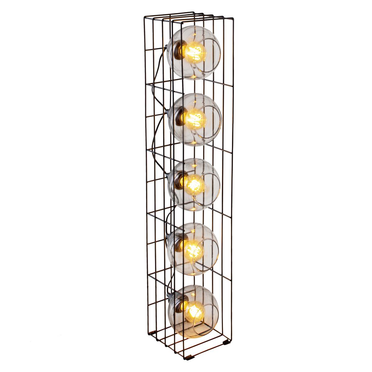 Stehlampe Cesta Schwarz mit Fußschalter - Schwarz, Trend, Glas/Metall (15/130cm) - Näve