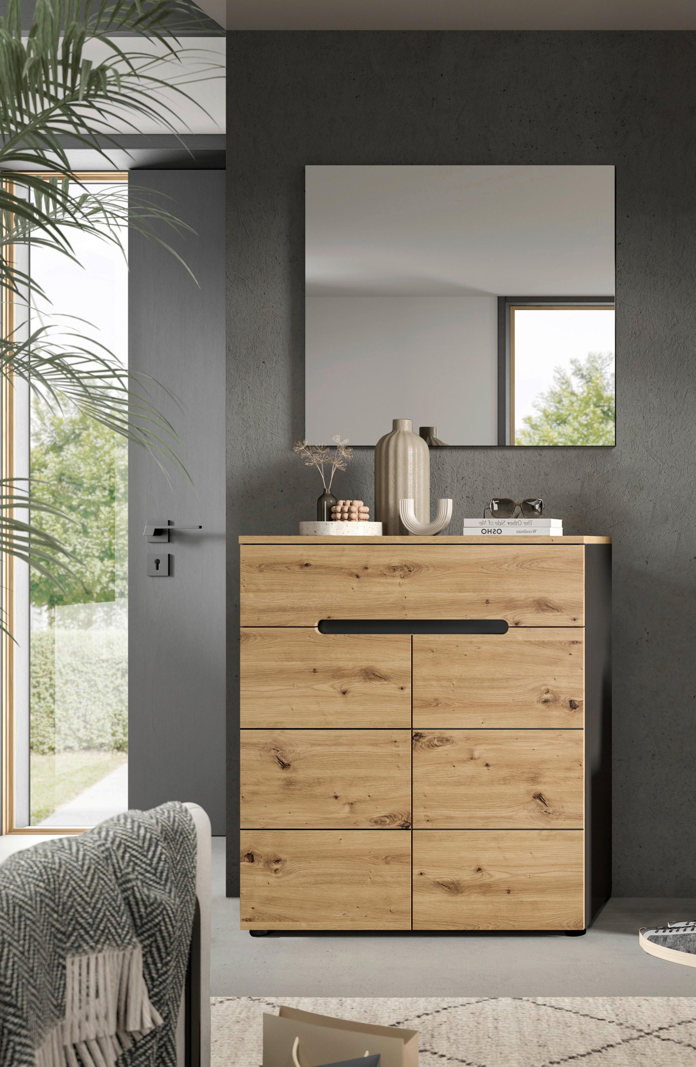 Garderobe Canu Eiche Artisan B: 80 cm - KONVENTIONELL, Glas/Holzwerkstoff (80/190/37cm) - MID.YOU