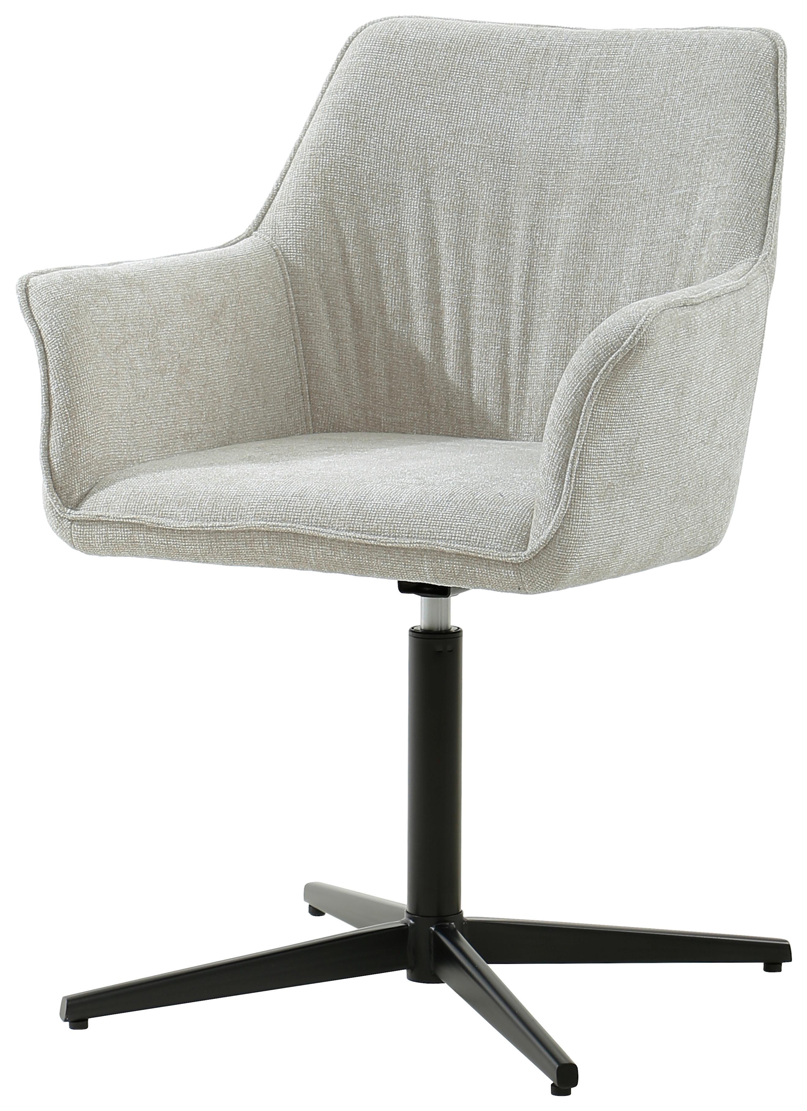 Armlehnstuhl Pat Beige, Sitzfl. 360° drehbar - Beige/Schwarz, KONVENTIONELL, Holz/Textil (60/86.5/61cm) - MID.YOU