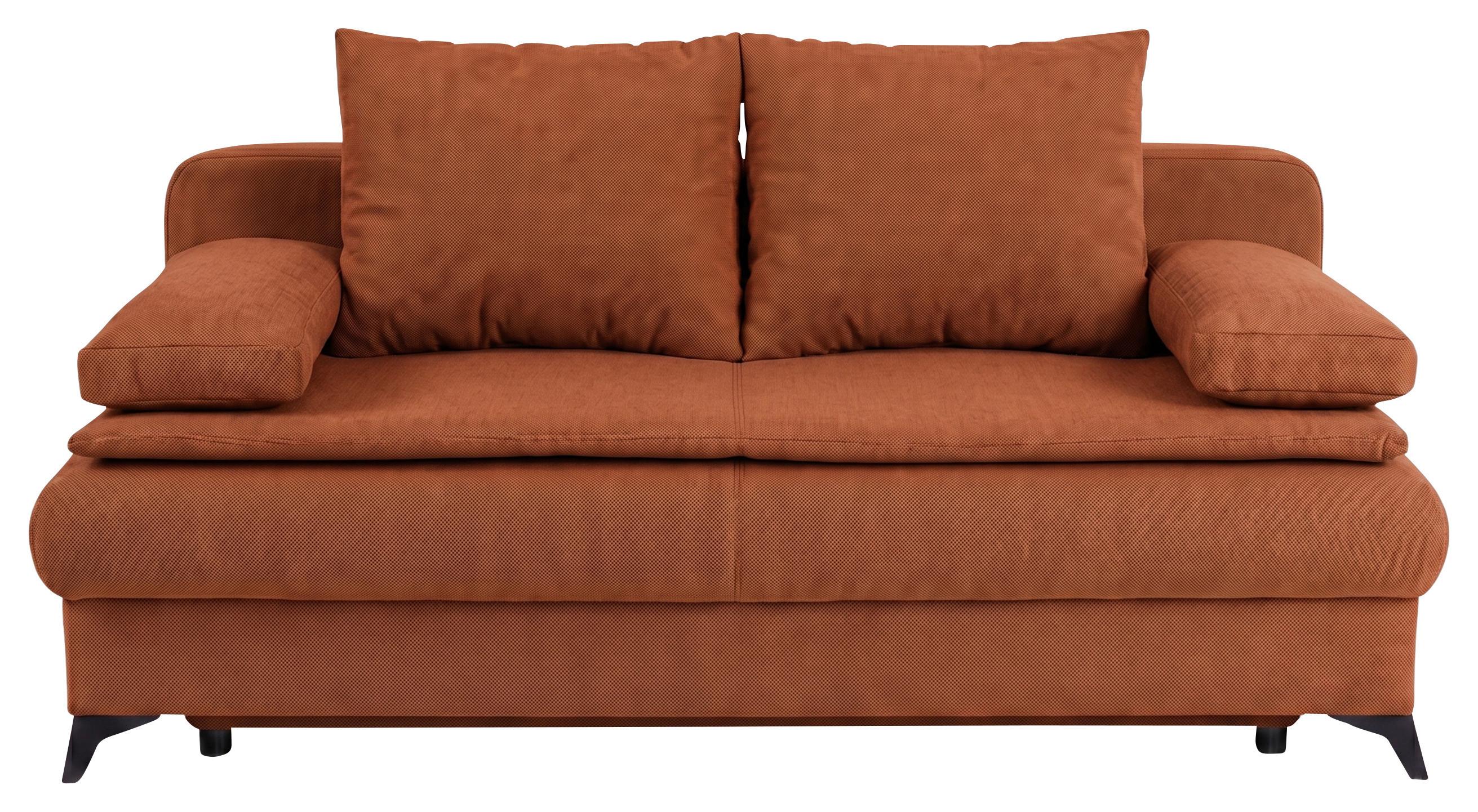 Rozkladacia pohovka KEN, hrdzavá - oranžová/čierna, Konventionell, kompozitné drevo/textil (209/90/105cm) - Based