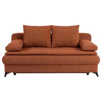 Rozkládací pohovka KEN, rezavá - oranžová/černá, Konvenční, kompozitní dřevo/textil (209/90/105cm) - Based