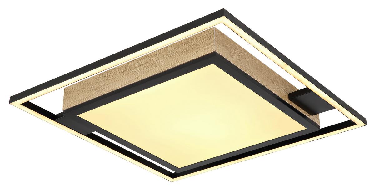 LED-Deckenleuchte 67283-40 - Dunkelbraun/Opal, Design, Holzwerkstoff/Kunststoff (40/40/6cm) - Globo