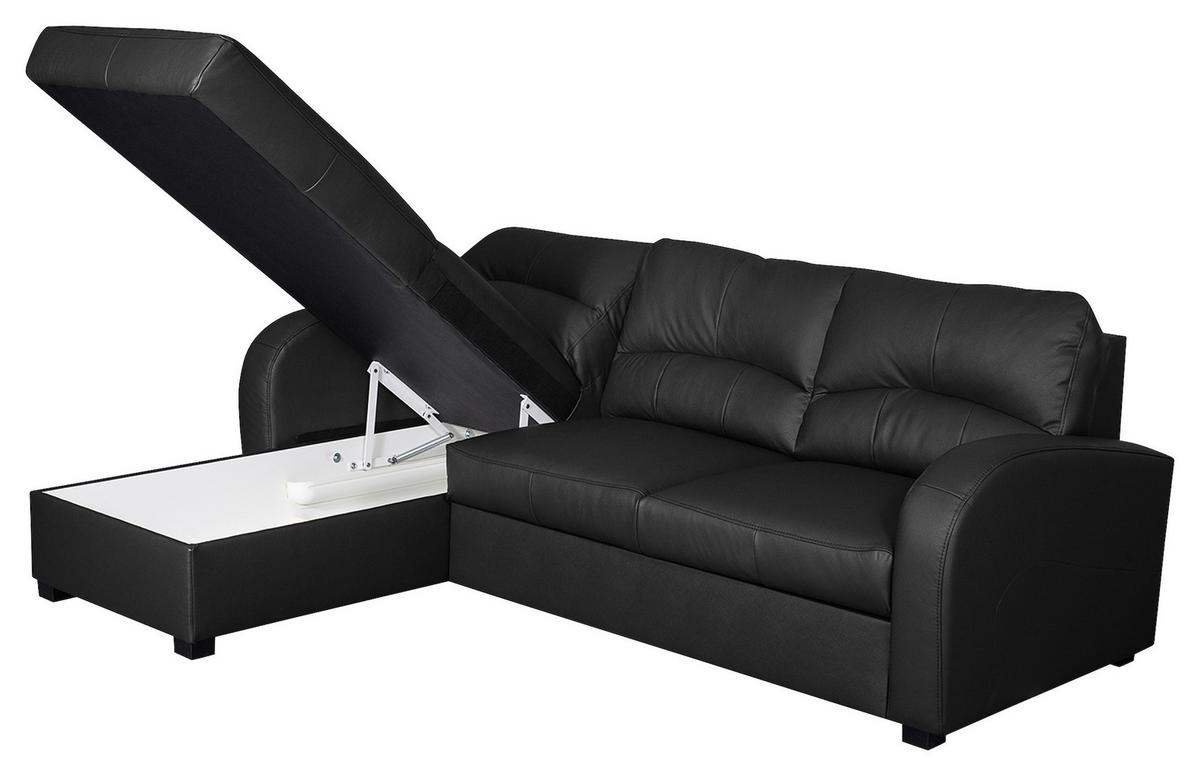 Ecksofa Tilo Schwarz S: 168 Cm - Schwarz, Design, Leder/Textil (168/227cm) - Livetastic