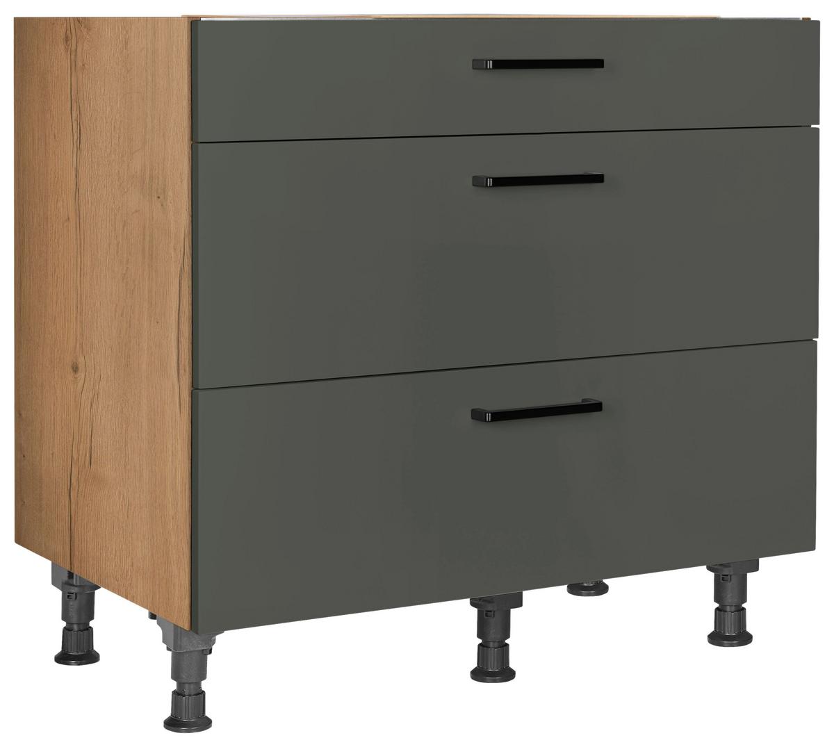 Kochfeldumbauschrank Easytouch - Eichefarben/Grün, MODERN, Holzwerkstoff (90,0/87,0/56,0cm) - Nobilia