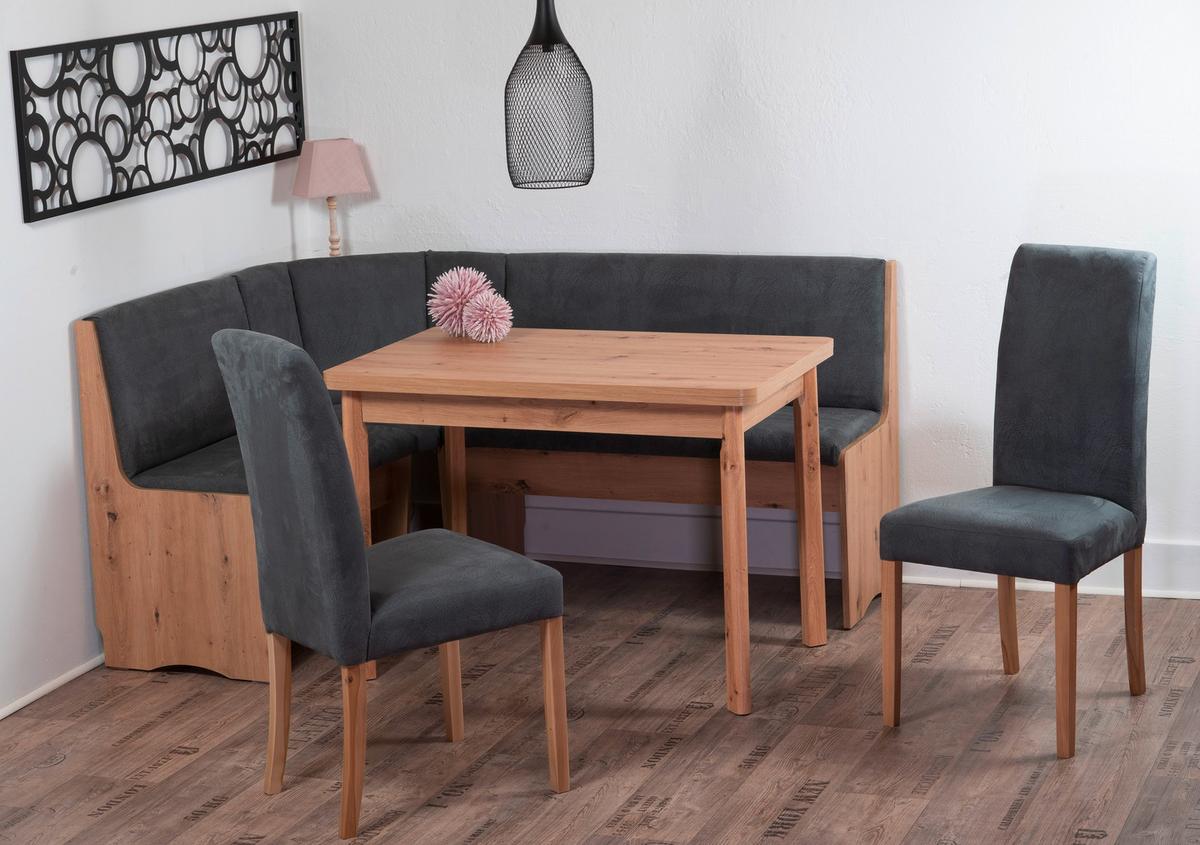 Eckbank Duisburg Titanic Grau, Eiche B: 165 Cm - Eiche Artisan/Grau, KONVENTIONELL, Holzwerkstoff/Textil (165/89/125cm) - MID.YOU