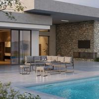 Loungegarnitur 5-Tlg. Leon Aus Stahl mit Kissen - Grau, MODERN, Glas/Metall (176/239cm) - Beldano