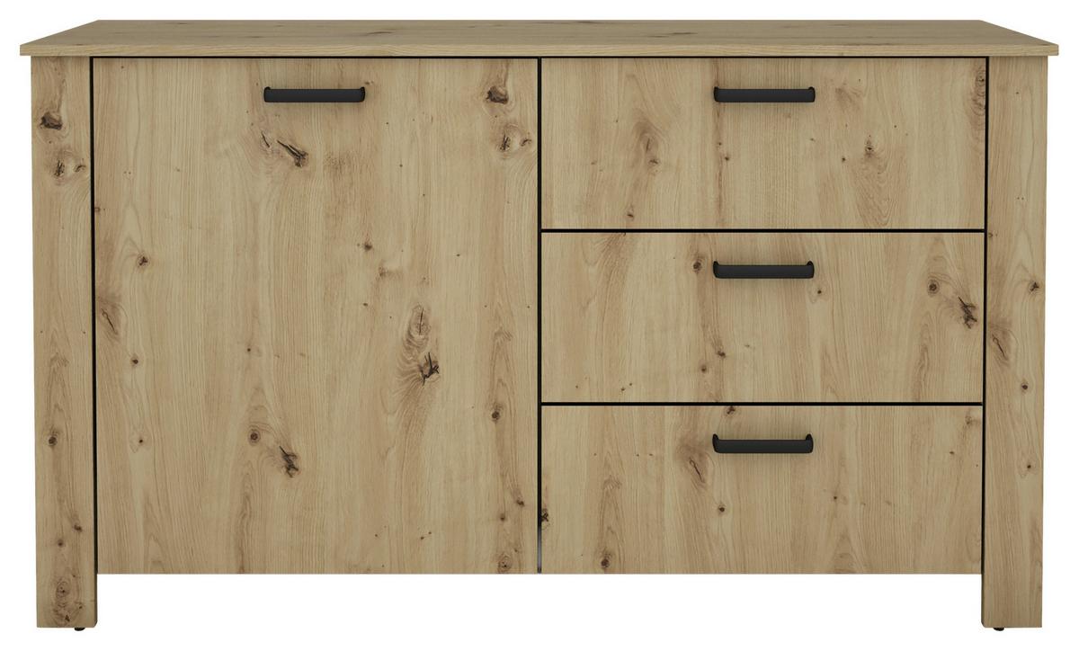 Sideboard Faro Eiche Artisan B: 140 cm - Schwarz/Eiche Artisan, Design, Holzwerkstoff (140/84/40cm) - MID.YOU