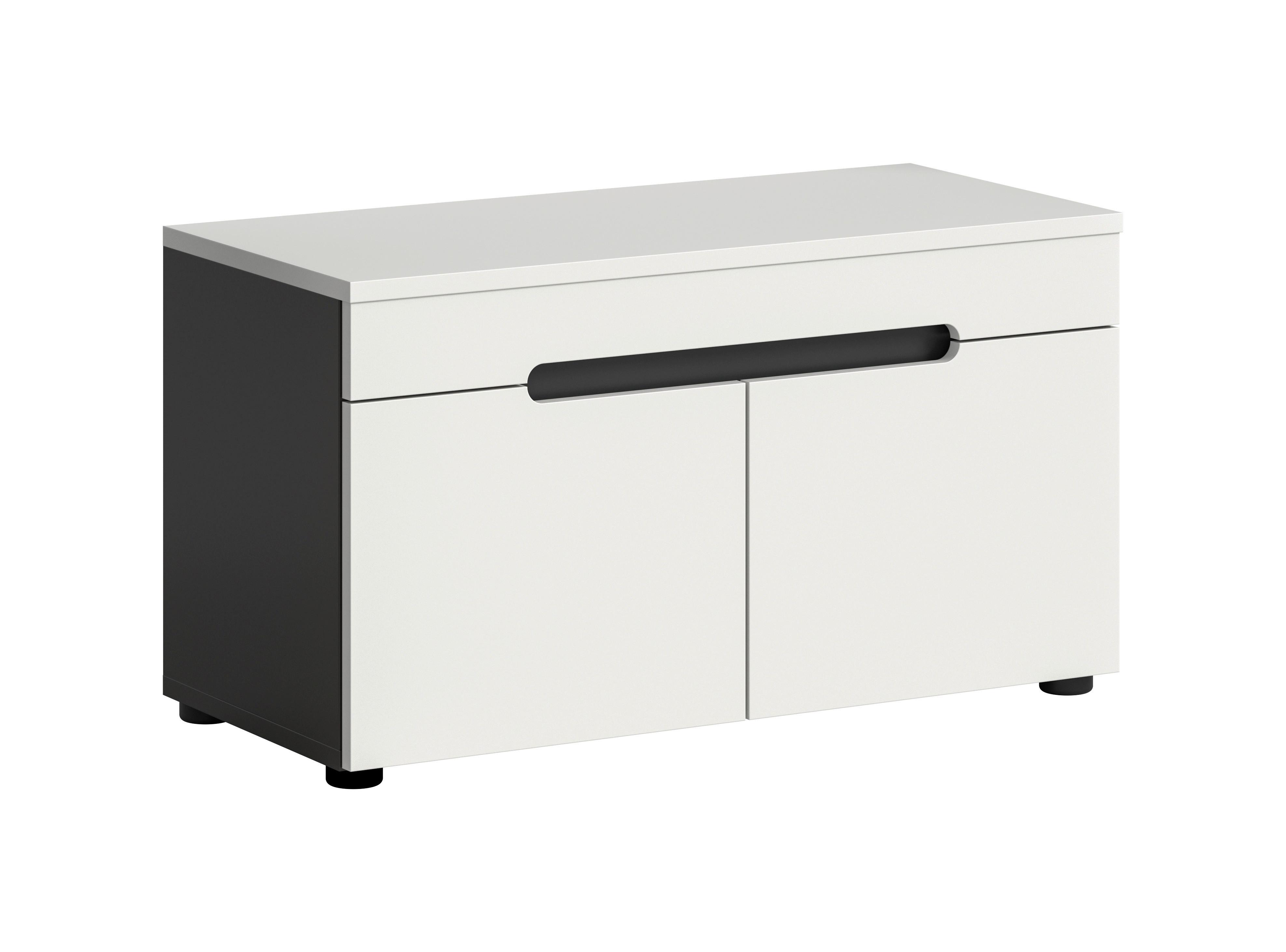 Sitzbank Canu Grau/Weiß B: 80 cm - Schwarz/Weiß, Design, Holzwerkstoff (80/45/37cm) - Livetastic