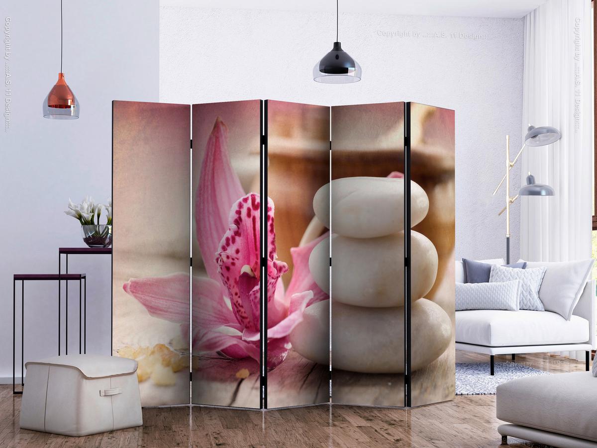 Paravent Pink Beige B: 225 cm - Pink/Beige, Basics, Holz/Textil (225/172/3cm) - artgeist