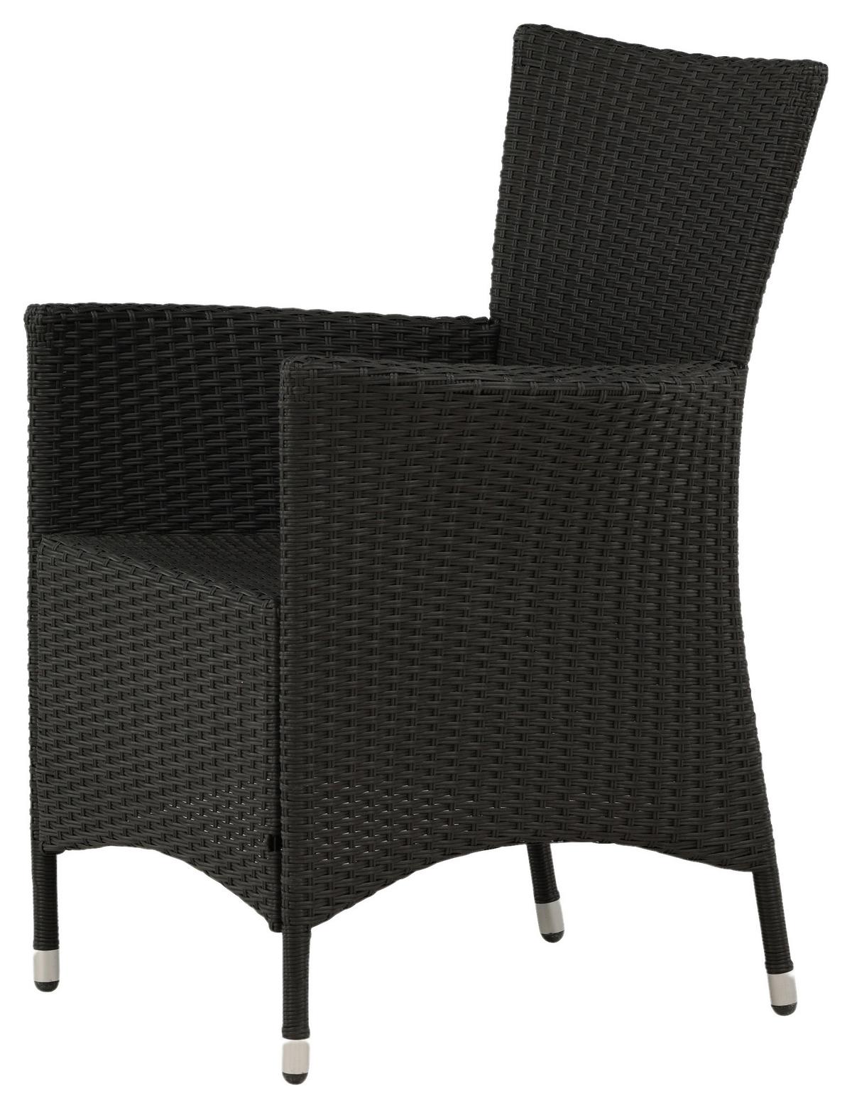 Gartensessel Stapelbar Knick 2er-Set Kunststoff/metall - Silberfarben/Schwarz, KONVENTIONELL, Kunststoff/Metall (60/88/60cm) - Gardenson