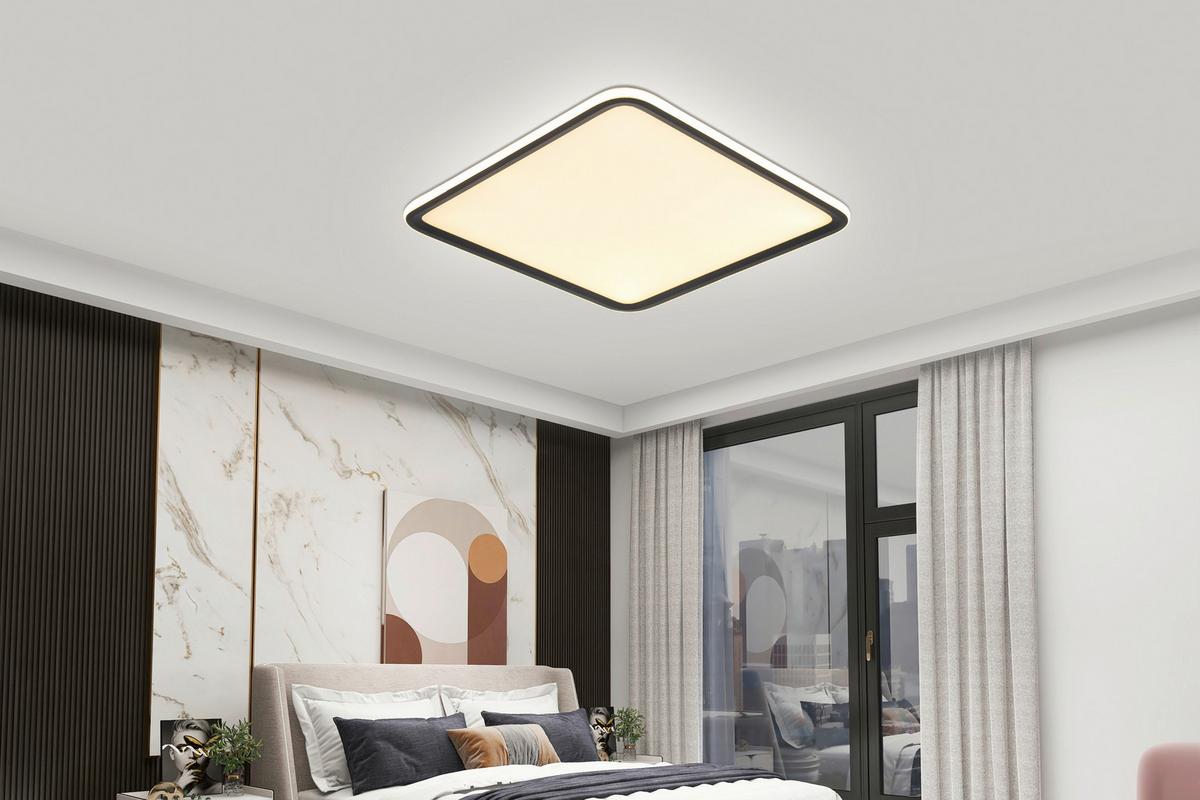 LED-stropné svietidlo MIYU - čierna/biela, Modern, kov/plast (45/45/5,5cm) - Bessagi Home
